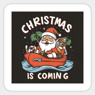 Santa on boat Sticker